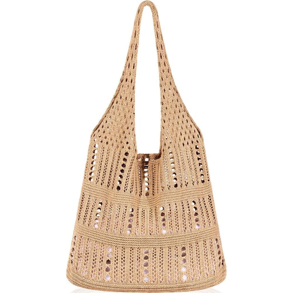 Women Brownish Yellow Shoulder Shopping Handbag Casual Travel Tote Fold Able Bag